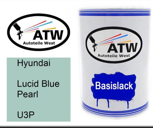 Hyundai, Lucid Blue Pearl, U3P: 500ml Lackdose, von ATW Autoteile West.